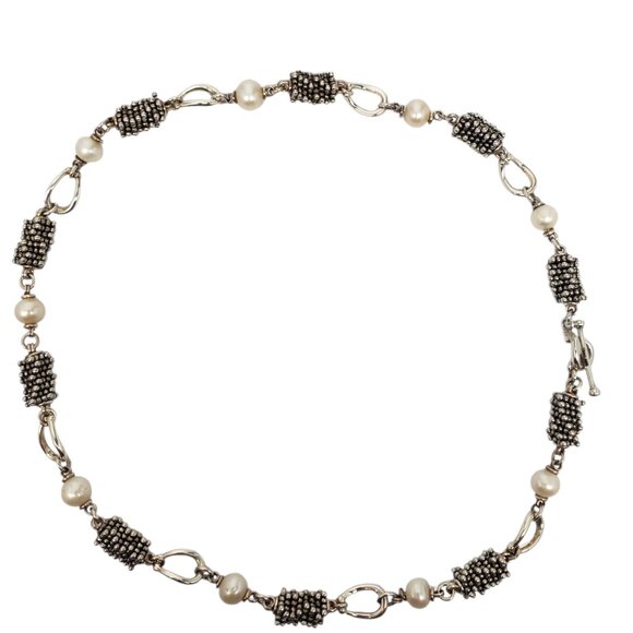 Michael Dawkins Sterling Silver Beaded Pearl Link Necklace #22591 - Picture 11 of 11